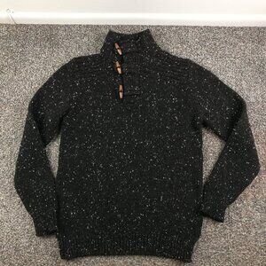 Fisherman Out of Ireland Sweater Donegal Flecked Wool Toggle Button Womens Large